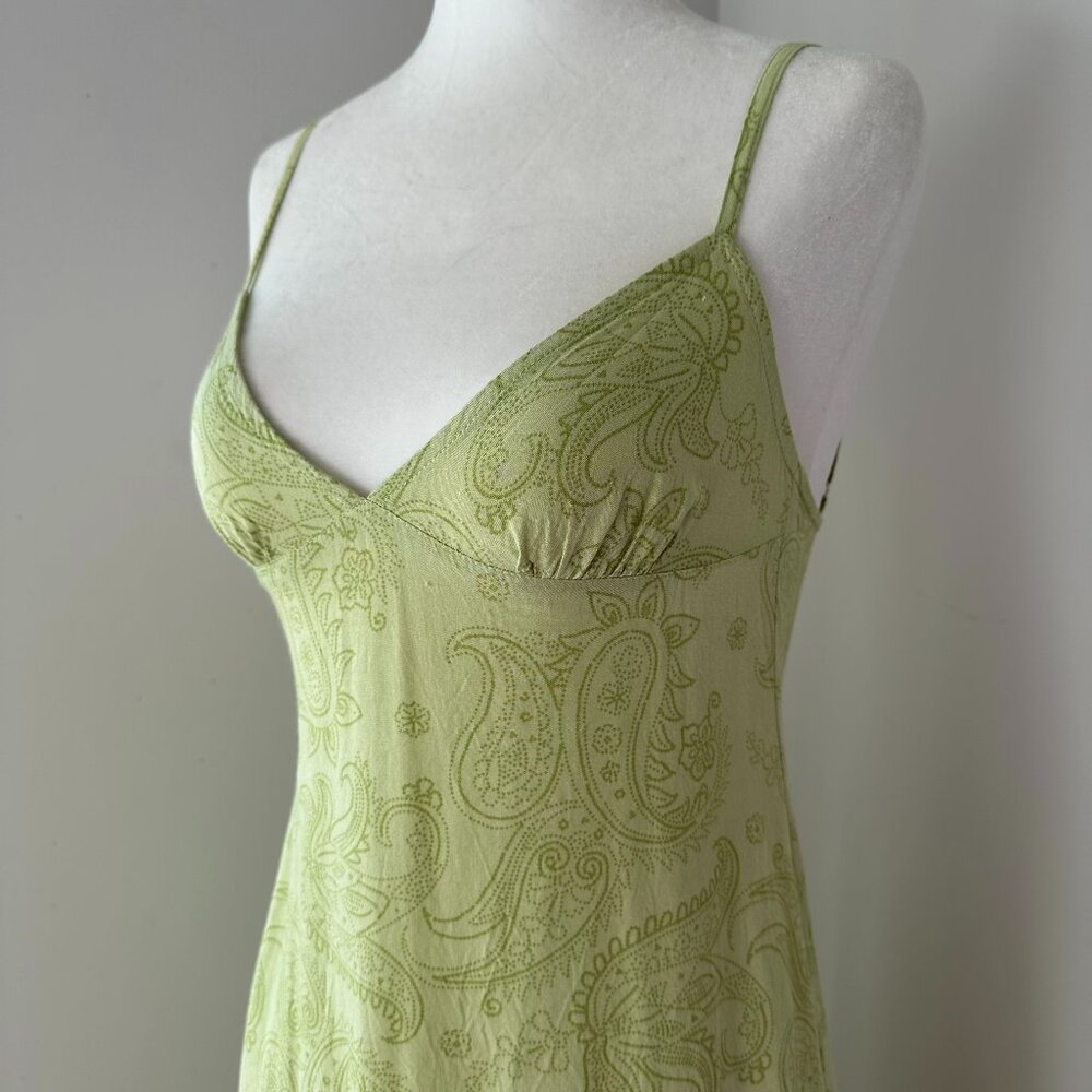 🍋‍🟩 Motel Rocks Sastra Retro Paisley Lime Vintage Inspired Midi Slip Dress - Picture 2 of 10